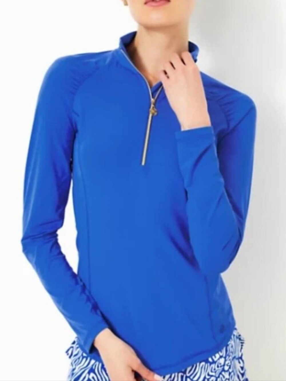 Lilly Pulitzer Luxletic Justine UPF+50 Golf Top Size XXL Martinique Blue